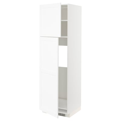 White METOD kitchen cabinet, classic wood grain design, adjustable shelf.