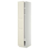 METOD High cabinet w shelves/wire basket, white/Bodbyn off-white, 40x60x200 cm