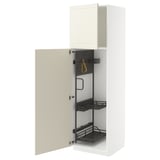 METOD High cabinet with cleaning interior, white/Bodbyn off-white, 60x60x200 cm