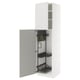 METOD High cabinet with cleaning interior, white/Ringhult light grey, 60x60x220 cm