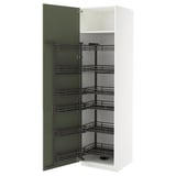 METOD High cabinet with pull-out larder, white/Axstad grey-green, 60x60x220 cm
