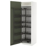 METOD High cabinet with pull-out larder, white/Axstad grey-green, 60x60x200 cm