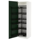 METOD High cabinet with pull-out larder, white/Havstorp deep green, 60x60x200 cm