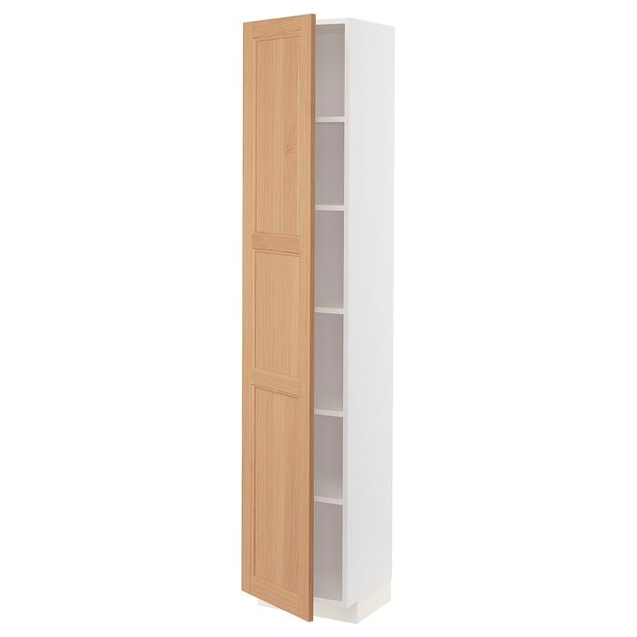 METOD high with shelves, white/Vedhamn oak, 40x37x200 cm IKEA