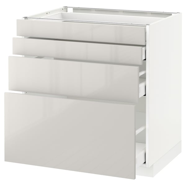 METOD / MAXIMERA Base cab 4 frnts/4 drawers, white/Ringhult light grey, 80x60 cm