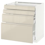 METOD / MAXIMERA Base cab 4 frnts/4 drawers, white/Voxtorp high-gloss light beige, 80x60 cm