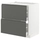 METOD / MAXIMERA Base cab f hob/2 fronts/2 drawers, white/Voxtorp dark grey, 80x60 cm