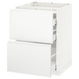 METOD / MAXIMERA Base cab f hob/2 fronts/3 drawers, white/Voxtorp matt white, 60x60 cm