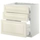 METOD / MAXIMERA Base cab f hob/3 fronts/3 drawers, white/Bodbyn off-white, 80x60 cm
