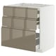 METOD / MAXIMERA Base cab f hob/3 fronts/3 drawers, white/Voxtorp high-gloss dark grey-brown, 80x60 cm