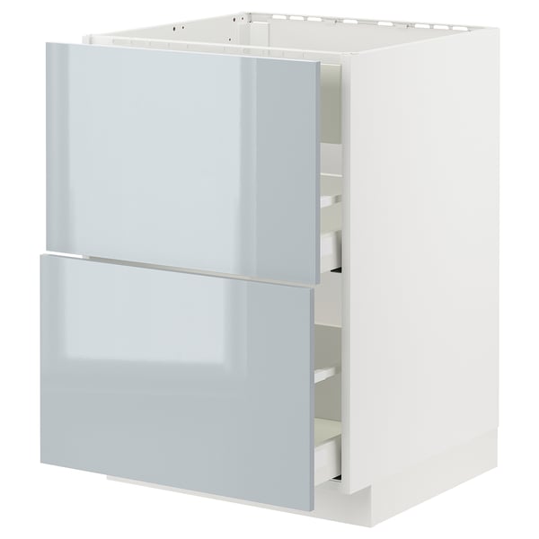 METOD / MAXIMERA Base cab f hob/int extractor w drw, white/Kallarp light grey-blue, 60x60 cm