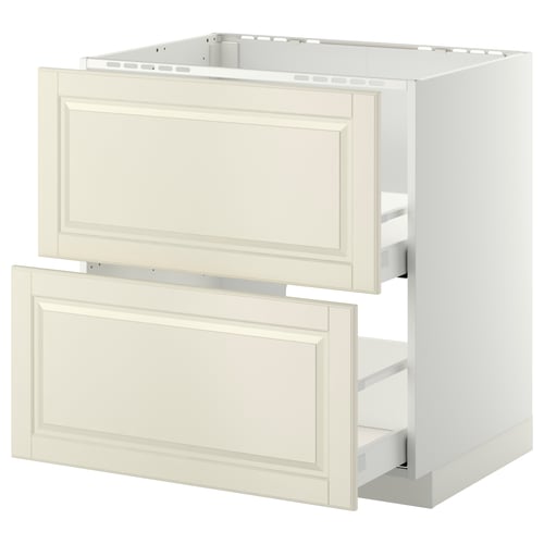 Off-white METOD kitchen cabinet with two pull-out drawers, featuring classic design and sturdy construction.