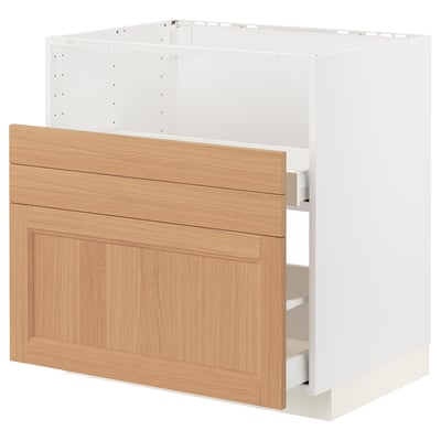 METOD / MAXIMERA Base cab f TALLSJÖN sink, white/Vedhamn oak, 80x60 cm