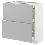 METOD / MAXIMERA Base cab with 2 fronts/3 drawers, white/Havstorp light grey, 80x37 cm