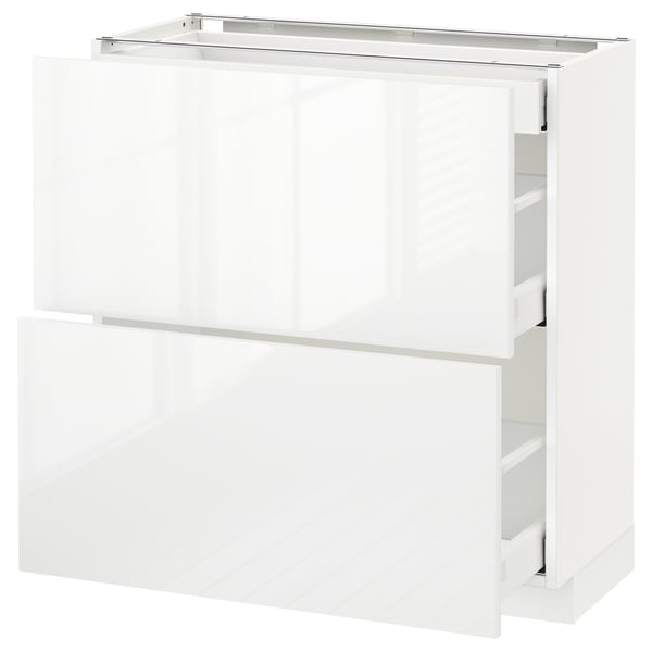 METOD / MAXIMERA Base cab with 2 fronts/3 drawers, white/Ringhult white, 80x37 cm