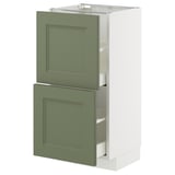 METOD / MAXIMERA Base cabinet with 2 drawers, white/Axstad grey-green, 40x37 cm