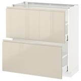 METOD / MAXIMERA Base cabinet with 2 drawers, white/Voxtorp high-gloss light beige, 80x37 cm
