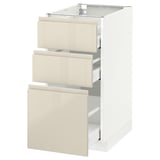 METOD / MAXIMERA Base cabinet with 3 drawers, white/Voxtorp high-gloss light beige, 40x60 cm
