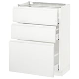METOD / MAXIMERA Base cabinet with 3 drawers, white/Voxtorp matt white, 60x37 cm