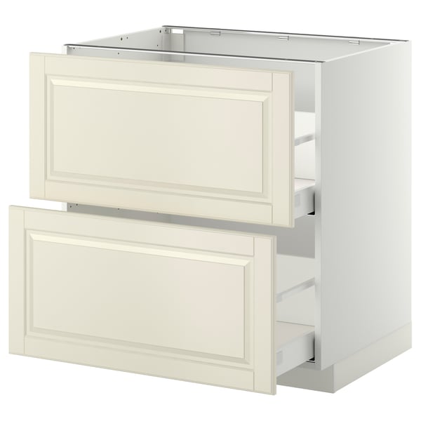 METOD / MAXIMERA Base cb 2 fronts/2 high drawers, white/Bodbyn off-white, 80x60 cm