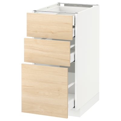 METOD / MAXIMERA Base cb 3 frnts/2 low/1 md/1 hi drw, white/Askersund light ash effect, 40x60 cm