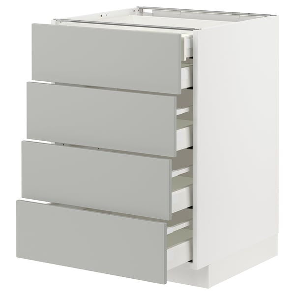 METOD / MAXIMERA Base cb 4 frnts/2 low/3 md drwrs, white/Havstorp light grey, 60x60 cm