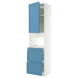 METOD / MAXIMERA Hi cab f micro combi w door/3 drwrs, white/Lerhyttan blue, 60x60x240 cm