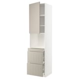 METOD / MAXIMERA Hi cab f micro combi w door/3 drwrs, white/Stensund beige, 60x60x240 cm