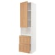 METOD / MAXIMERA Hi cab f micro w door/2 drawers, white/Vedhamn oak, 60x60x240 cm