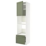 METOD / MAXIMERA Hi cab f ov/combi ov w dr/2 drwrs, white/Axstad grey-green, 60x60x240 cm