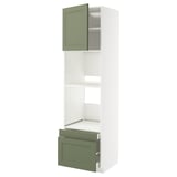 METOD / MAXIMERA Hi cab f ov/combi ov w dr/2 drwrs, white/Axstad grey-green, 60x60x220 cm