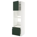 METOD / MAXIMERA Hi cab f ov/combi ov w dr/2 drwrs, white/Havstorp deep green, 60x60x220 cm
