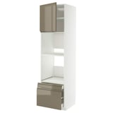 METOD / MAXIMERA Hi cab f ov/combi ov w dr/2 drwrs, white/Voxtorp high-gloss dark grey-brown, 60x60x220 cm
