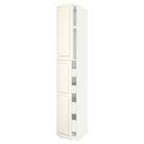 METOD / MAXIMERA Hi cab w 2 doors/4 drawers, white/Bodbyn off-white, 40x60x240 cm