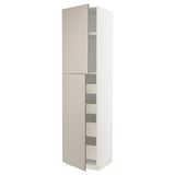 METOD / MAXIMERA Hi cab w 2 doors/4 drawers, white/Stensund beige, 60x60x240 cm