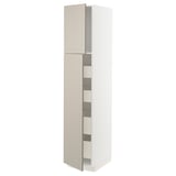 METOD / MAXIMERA Hi cab w 2 doors/4 drawers, white/Stensund beige, 40x60x200 cm