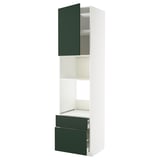 METOD / MAXIMERA High cab f oven/micro w dr/2 drwrs, white/Havstorp deep green, 60x60x240 cm