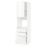 METOD / MAXIMERA High cab f oven w door/3 drawers, white/Ringhult white, 60x60x220 cm