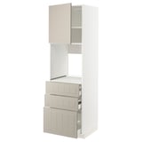 METOD / MAXIMERA High cab f oven w door/3 drawers, white/Stensund beige, 60x60x200 cm