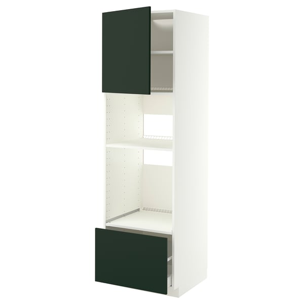 METOD / MAXIMERA High cabinet f built-in appliances, white/Havstorp deep green, 60x60x200 cm