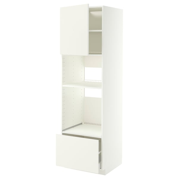 METOD / MAXIMERA High cabinet f built-in appliances, white/Vallstena white, 60x60x200 cm