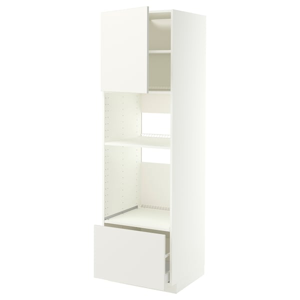 METOD / MAXIMERA High cabinet f built-in appliances, white/Veddinge white, 60x60x200 cm