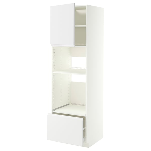 METOD / MAXIMERA High cabinet f built-in appliances, white/Voxtorp matt white, 60x60x200 cm