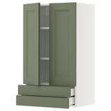 METOD / MAXIMERA Wall cabinet w 2 doors/2 drawers, white/Axstad grey-green, 60x100 cm