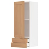METOD / MAXIMERA Wall cabinet with door/2 drawers, white/Vedhamn oak, 40x100 cm