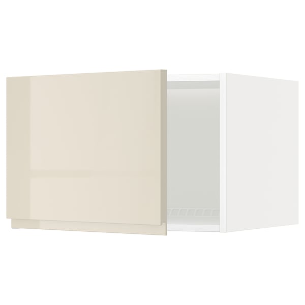 METOD Top cabinet for fridge/freezer, white/Voxtorp high-gloss light beige, 60x40 cm