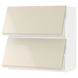 METOD Wall cab horizo 2 doors w push-open, white/Voxtorp high-gloss light beige, 80x80 cm