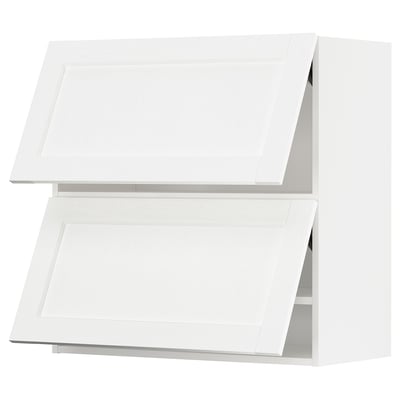 White kitchen cabinets with two doors, clean design, modern style.