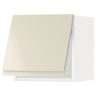 METOD Wall cabinet horizontal, white/Voxtorp high-gloss light beige, 40x40 cm