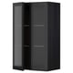 METOD Wall cabinet w shelves/2 glass drs, black/Hejsta anthracite reeded glass, 60x100 cm
